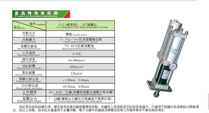 JLCA標(biāo)準(zhǔn)型1-20噸增壓缸