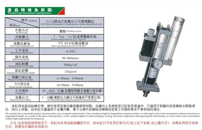JLCE調(diào)油式高壓出力可調(diào)增壓缸