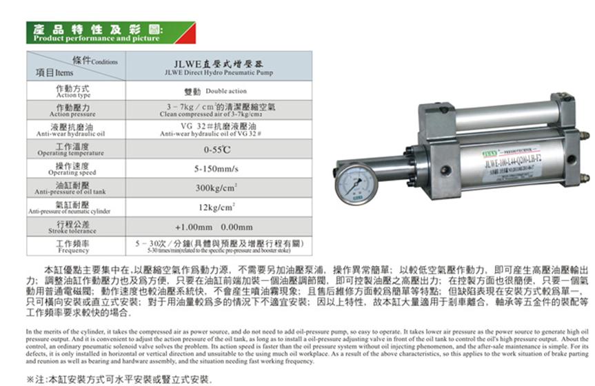 JLWE直壓式氣液增壓款增壓器